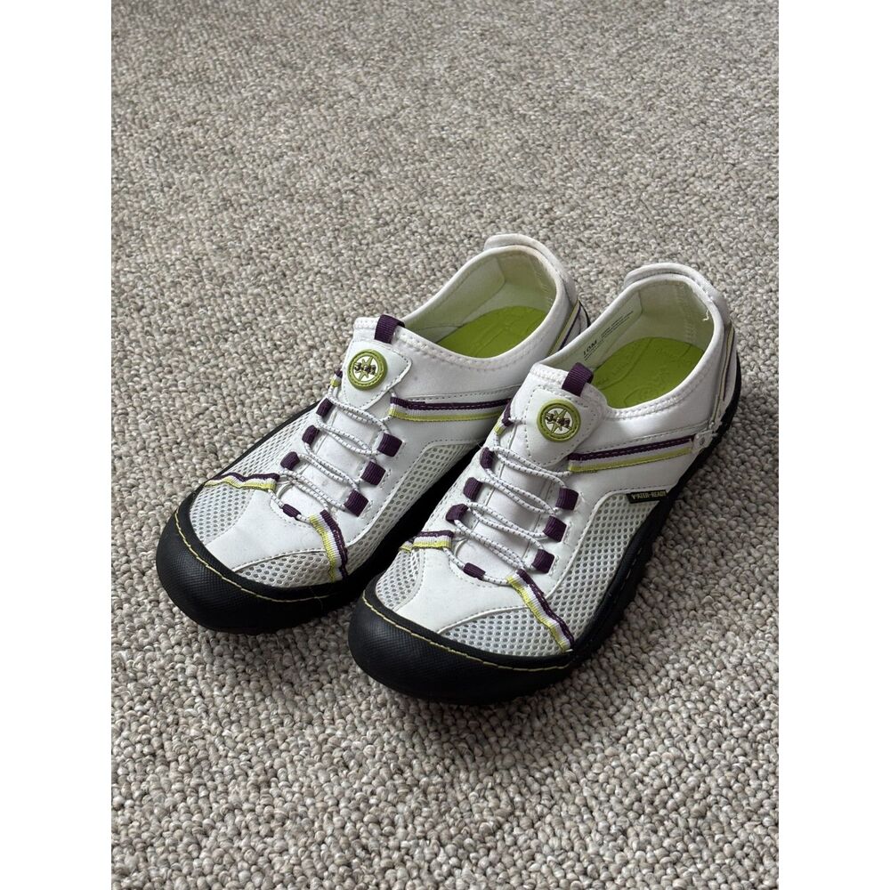 J-41 White Purple Green Women's Water Ready Slip On Shoes Size 10